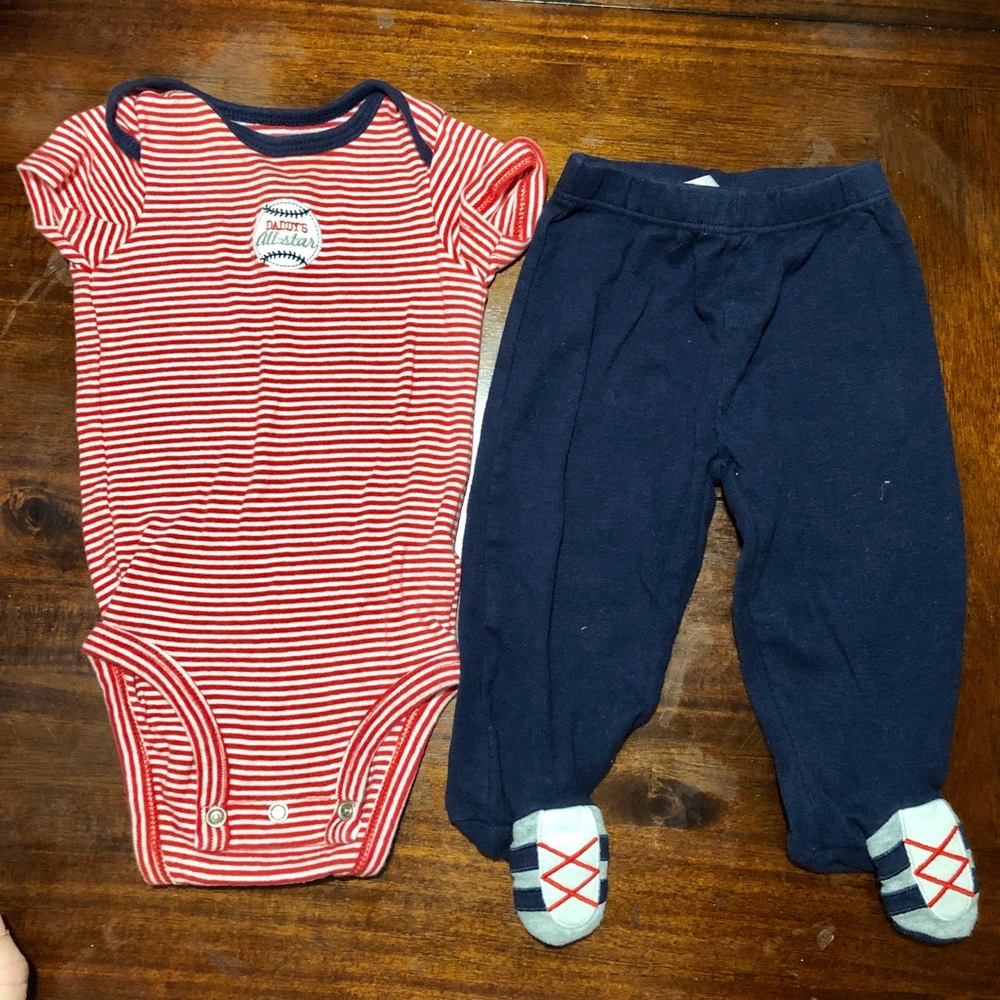 Size 6 month baby boy baseball outfit
